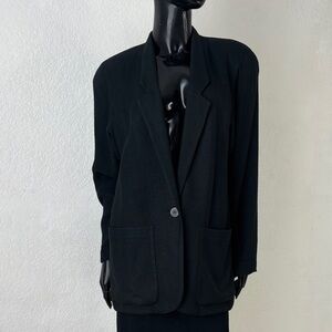 VTG 90s Elegant Slouchy Linen Blend Black Women's Blazer